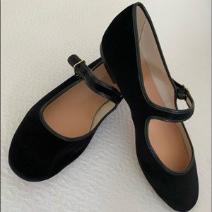 NWOT J Crew Velvet Mary Jane Ballet Black